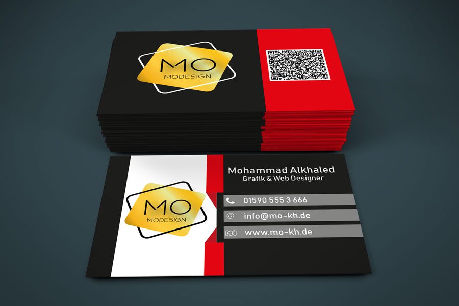 Business card red black