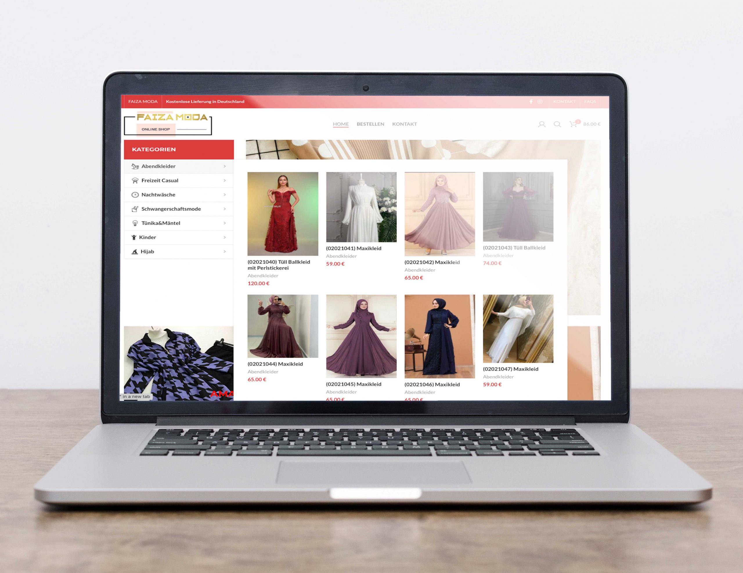 Website Mockup Onlineshop clothes